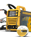 Ultimate 160A MIG Welder Kit For Professionals And Hobbyists Features 4-In-1 Synergic Capability with gloves and wire spool.