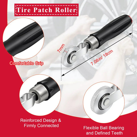 Two Pack Tire Patch Tools Kit With Strong Patch Roller And Buffing Wheel showing ergonomic handle and design details