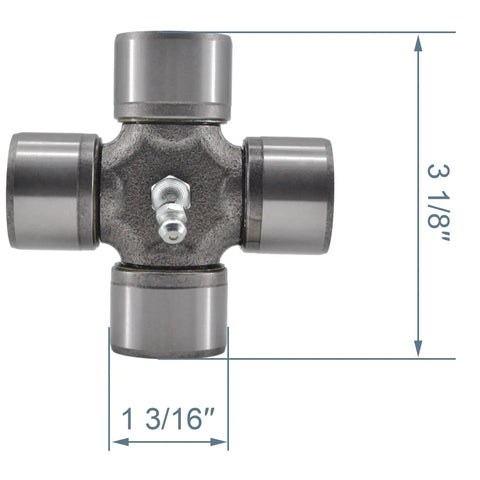 Cross And Bearing U Joint Kit For 5S Series 1 3 16 In By 3 1 8 In Heavy Duty Replacement Cross And Bearing Cap Diameter 1.187 In Fits Weasler Bondioli Pavesi 5 Series And Similar Models, shown front view