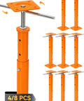 Rock Solid Adjustable House Floor Jacks 4 Pack 19 To 36 Inch Lift Range Heavy Duty Screw Stands showcasing height adjustment and alloy design.