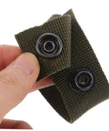 Close-up of olive green nylon tactical belt buckle from Six Pack Nylon Tactical Belt Buckles With Quick Release Adjustable Clips For Outdoor Gear And Camping Comfortable Design For Fast Secure Attachment Built For Hiking Camping Airsoft And Tactical Loadouts.