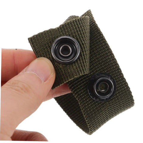 Close-up of olive green nylon tactical belt buckle from Six Pack Nylon Tactical Belt Buckles With Quick Release Adjustable Clips For Outdoor Gear And Camping Comfortable Design For Fast Secure Attachment Built For Hiking Camping Airsoft And Tactical Loadouts.