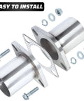 Heavy Duty 304 Stainless Steel Exhaust Flange Repair Pipe Kit For Cars And Trucks With 2 5 Inch Outside Diameter, easy install with bolts and gaskets.