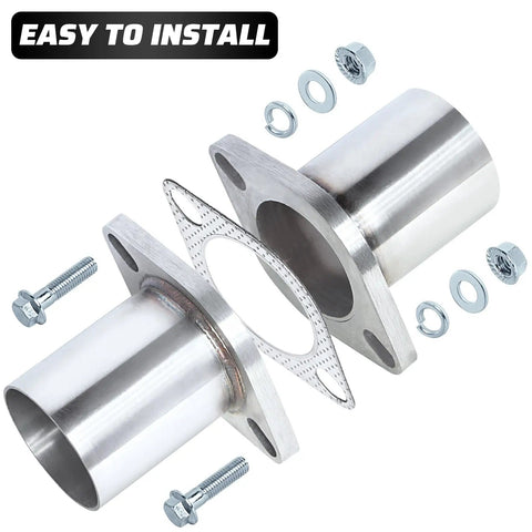 Heavy Duty 304 Stainless Steel Exhaust Flange Repair Pipe Kit For Cars And Trucks With 2 5 Inch Outside Diameter, easy install with bolts and gaskets.