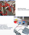 Double Head Pneumatic Liquid Filling Machine With Stainless Steel Body featuring easy clip fixing design and foot switch controls.