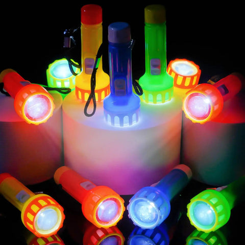 Image of 30 Piece Mini Flashlight Set With Lanyards Batteries Included Bright Colorful Handheld Torches For Kids Camping Hiking Gift Party Favors