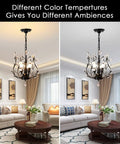 Vintage K9 Clear Crystal 3-Light Pendant Ceiling Fixture In Black Finish with adjustable chains in living room display