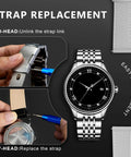 Pro Grade All In One Watch Repair Kit With Press Tool For Battery Swap And Strap Sizing in use for strap replacement.