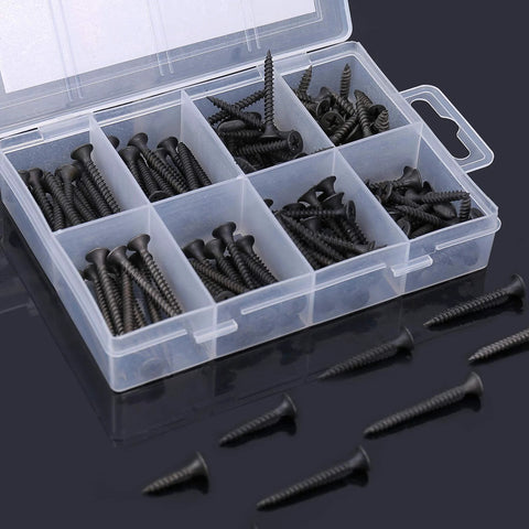 Size 6 Drywall Screws Set 150 Piece Phillips Wood Screws Assortment Carbon Steel Black Oxide Self Tapping Screws