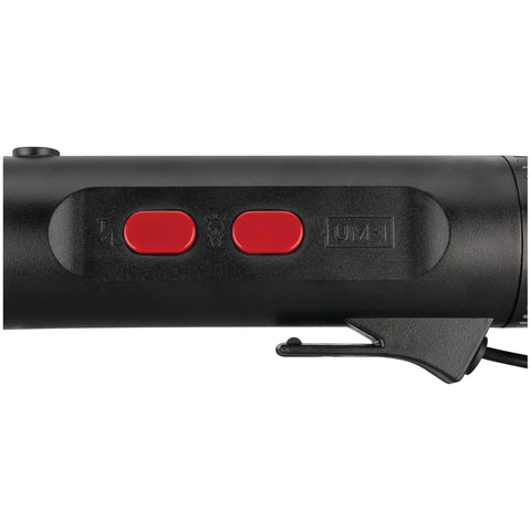 Close-up of Self Powered Timing Light With Daylight Readable Xenon Bulb showing red control buttons and black casing