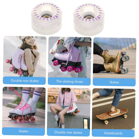 2 Pack LED Quad Roller Skate Wheels Light Up Replacement For Indoor Outdoor Skating Smooth Glide Transparent Wheels