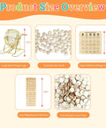 Product Size Overview of Deluxe Wooden Bingo Game Set With Large Metal Cage, 75 Balls, 25 Reusable Cards, Number Board, 700 Chips