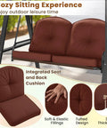 Two Person Patio Porch Swing With Adjustable Canopy Heavy Duty Metal Frame Comfy Cushions Outdoor Garden Swing close-up
