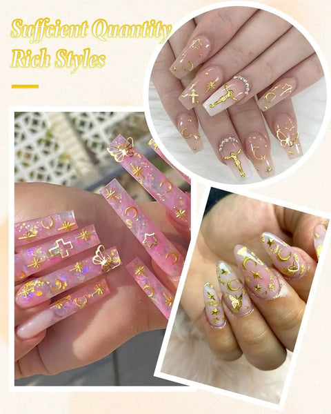 Top Shelf 800 Pieces Silver And Gold Metallic Nail Art Studs Featuring Butterfly Star Moon Heart Cross Charms For DIY Manicure Decor And Lit Fingernail Slay Vibes