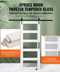 Front view of Glass Sliding Barn Door With Solid Wood Frame 30 By 84 In Includes 5.5Ft Sliding Door Hardware Kit With Handle And Floor Guide Frosted Tempered Glass Waterproof And Scratch Resistant Pre Drilled For Easy Assembly Left Or Right Sliding