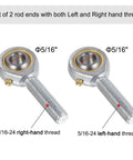 5/16 Inch Male Rod End Bearing Set With Jam Nut 2 Pack Left And Right Hand Thread 5/16-24 For Smooth Motion In Mechanical Linkages And Steering Arms Constructed From 45 Steel For Rugged Durable Performance, 5/16-24 right- and left-hand threads
