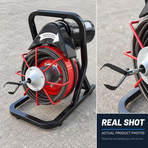 Heavy Eight Piece Drain Cutter Head Set Designed For Ridgid K400 with spiral cable and claw for tackling stubborn clogs.