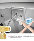 Two Pack 3/8-Inch Flare Swivel Elbow Connector Fittings For Propane Gas And Oil Lines, 90 Degree Male To Female Inverted Flare Brass Couplers, Durable High-Temp Resistant Leak-Free Seals. Brass elbow fitting for RV water line connection