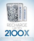 All In One Power Pack Battery Kit With 8 AA And 2 AAA NiMH Rechargeables showcasing recharge capability up to 2100 cycles