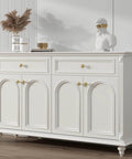 White dresser with Gold Cabinet Knobs Set, Round Brushed Brass Zinc Alloy Hardware For Dresser Drawer Cupboard, 25 Pack.