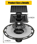 Exploded view of Shower Drain 24 Inch With Removable Pattern Grate Matte Black Stainless Steel 304 Anti Corrosion Built To Last