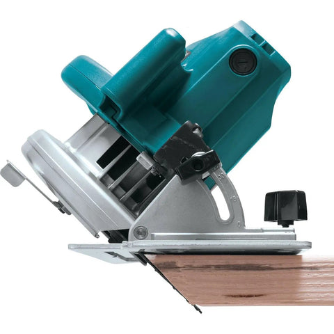 Side view of a High Torque 7-1/4 Inch Circular Saw With 15 Amp Motor And 5,800 RPM For Beast Power cutting wood.