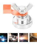 Heavy Duty Magnetic Welding Ground Clamp With Strong Magnet Holds Firmly On Metal Poles And Tables To Boost Safety Efficiency During Any Electric Weld Job No Slipping Or Shaking Just Reliable Grip For Pros - close-up view with silver finish.