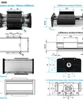 Beefy Heavy Duty Linear Rail Guide System Dustproof 265 Lb Load 8 Inch Stroke 200mm Travel 2005 Ballscrew diagram