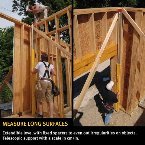 Heavy Duty Extendable Plate Level For Tall Installations 7 To 12 Feet Adjustable Height Range Precision Jobsite Tool Reinforced Frame For High Walls And Big Windows Solid As A Rock For Any Pro Crew