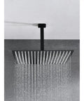 Shower System Combo with Hand Shower, 16-inch and tub spout overhead rainfall shower head in matte black finish.