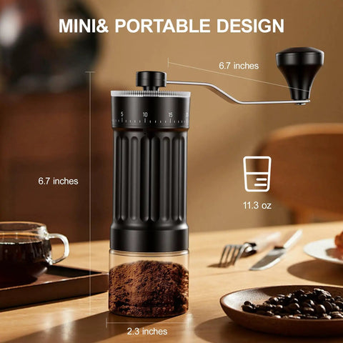 Manual Coffee Grinder With 40 Adjustable Settings Portable Conical Burr Grinder For Espresso On The Go 30g Capacity