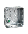 No Nonsense 4 Inch Square Metal Electrical Junction Box Two Gang Wire Housing with ten half and six three quarter knockouts