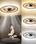 Ultra Thin LED Ceiling Fan With Lights, Dimmable Low Profile Ceiling Fan With Remote, three color temperatures LED in room