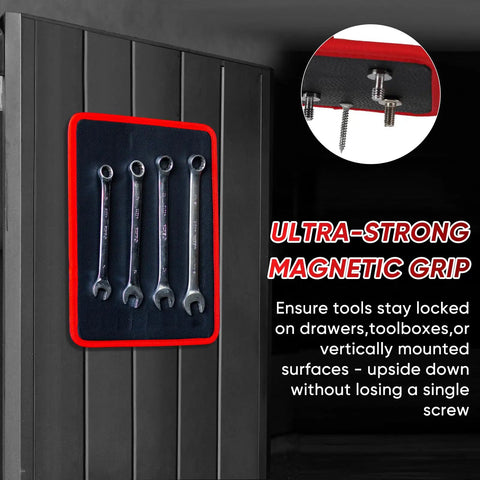 Heavy Duty Magnetic Tool Mat And Tray For Garage Workshop With Flexible PVC Surface And Non Slip Grip Holds Wrenches