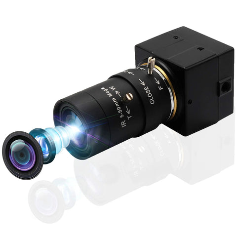 Crystal Clear 1080P USB Web Camera With 5-50mm Varifocal Telephoto Zoom Lens, Manual Focus, Sony IMX323 Sensor, black body