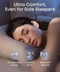 Woman sleeping with Sleep Earbuds With Active Noise Cancellation And Snore Masking For Deeper Sleep, Ultra Comfortable For Side Sleepers