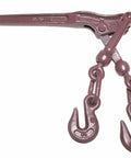 Heavy Duty Lever Load Binder One Quarter Inch Chain For Cargo Control And Tie Down Built Tough With Extra Strength And A 3150 Lbs Working Load Limit Forged Alloy Steel, maroon, against white background.