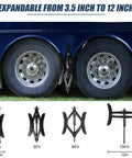 X Shaped Heavy Duty Wheel Stabilizer For Travel Trailers Campers And RVs Adjustable 3.5 To 12 Inch with wheels in background