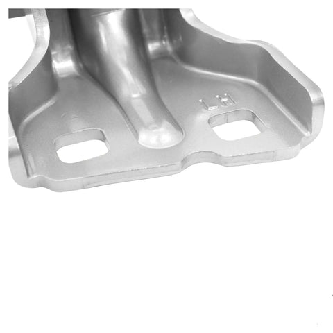 Close-up of left door hinge from Left And Right Door Hinge Set Replacement For Chrysler Plymouth Prowler 1997 To 2002 Grey Primer Bolt On Upgrade