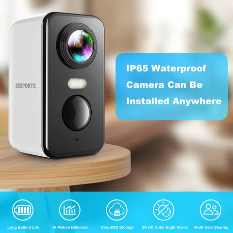 Outdoor Security Camera Wireless Rechargeable 1080P HD Video Waterproof With Color Night Vision AI Motion Detection 2 Way Audio SD Or Cloud Storage No Hassle Setup For Home Surveillance