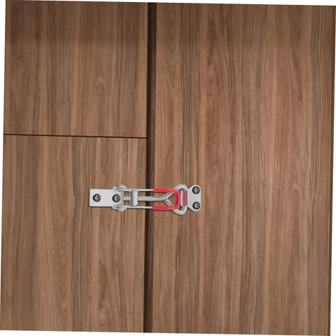 Heavy Duty Adjustable Toggle Latch Clamp Galvanized Hasp for Doors Cabinets Boxes and Chests Secure Locking Kit 4 Pack Zinc Plated Fastening Latches With Easy Release and Durable Construction on wood cabinet