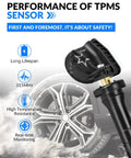 Set Of Four Pre Programmed 315MHz TPMS Tire Pressure Sensors For Chevrolet Equinox Cruze Tahoe Avalanche Impala GMC Yukon Acadia Buick Enclave And More Replaces 13598771 With Easy Plug And Play Install In Minutes. Black 315MHz TPMS sensor close-up for wheel tire monitoring