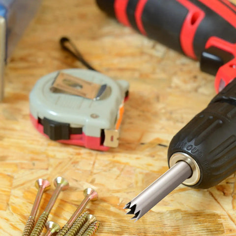 3-Piece 3/8 Inch Screw Extractor Set for Removing Stripped and Broken Screws Fast, Easy Out Tool Kit on a workbench