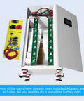 Heavy Duty LiFePO4 Battery Enclosure For Killer DIY Solar Power Storage Setup built Around 48V Systems showing internal wiring and components.