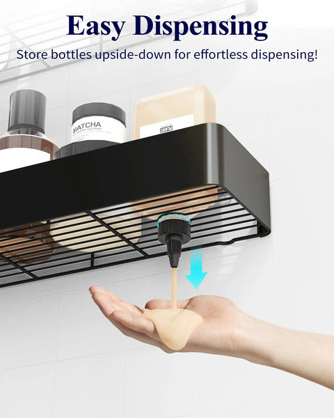 Two Pack Adhesive Shower Caddies With Rustproof Metal Shelves No Drill Bathroom Organizer Storage Black XX Large Durable Finish