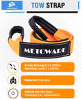 Offroad Recovery Kit With 10 Ton Heavy Duty Winch Snatch Block Pulley, polyester tow strap with METOWARE label.