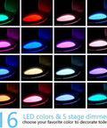 16 color LED display of 3 Pack Toilet Night Lights With Motion Sensor, No More Blinding Main Lights, Fun Bathroom Decor