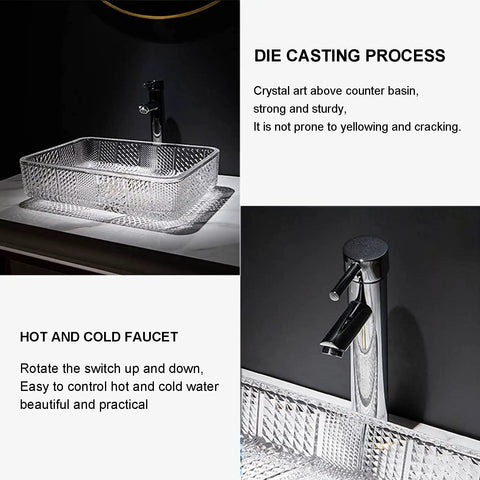Modern Round Countertop Basin Crafted From Shatterproof Tempered Glass With Quick Pop Up Drain For Chic Bathroom Vanity or an Absolute Dope Bar Sink Swap, featuring a crystal design.