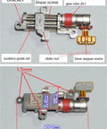 Close-up of Compact 5mm Hybrid Gear Stepper Motor Offering Dead Nuts Precise Reduction shown with precision linear screw and bracket.