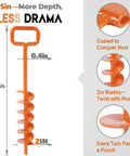 15 Inch Screw In Tent Stakes Set With Heavy Duty Ground Anchors Includes Adapter And 30 Ft Nylon Rope Orange close-up